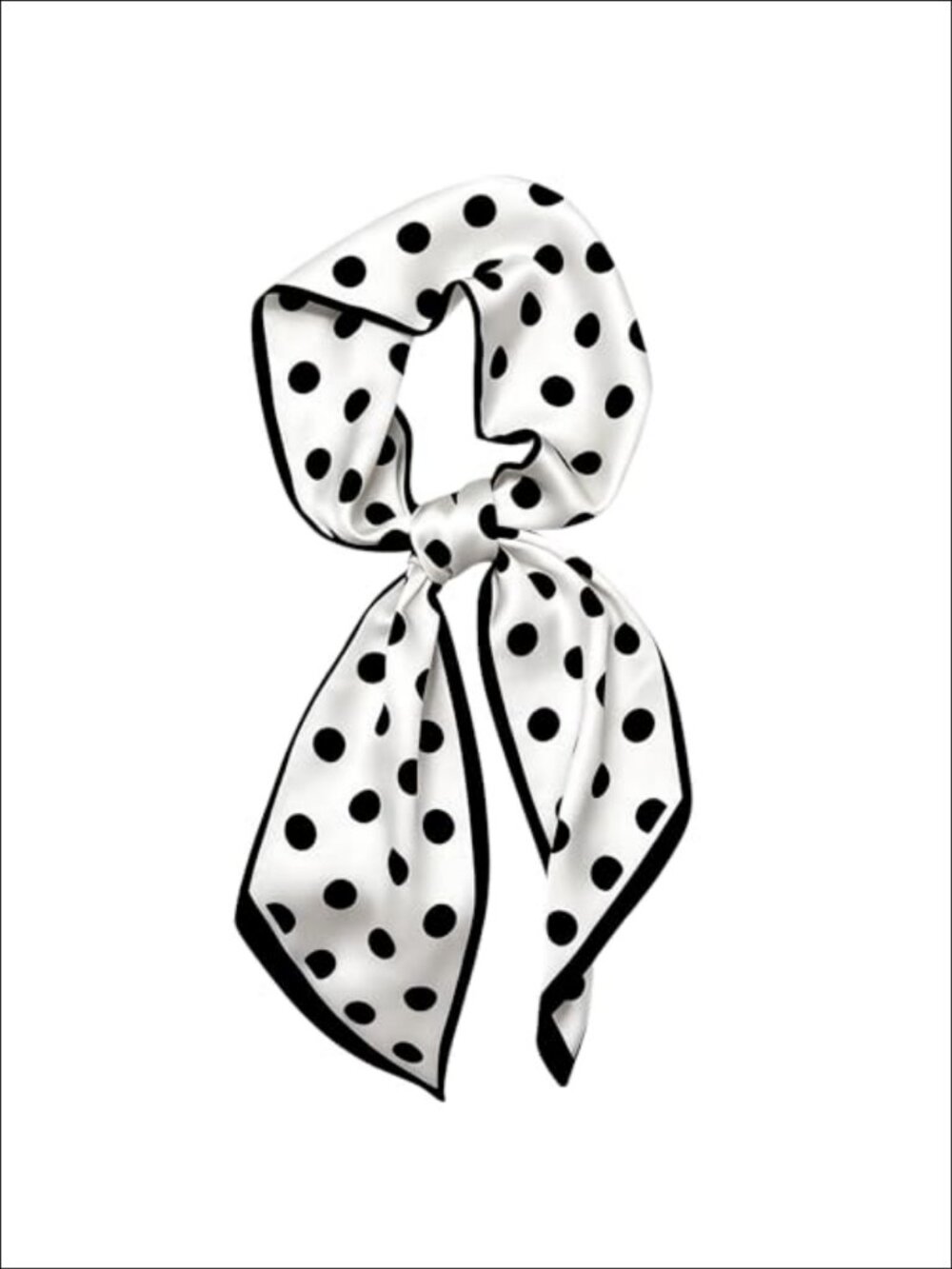Satin Polka Dot Skinny Scarf Long Versatile Bandana Bag Accessory